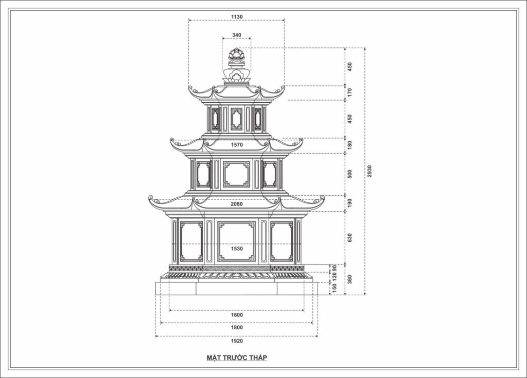 Kích thước mộ tháp đá