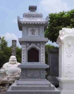 Mẫu mộ tháp đá đẹp thường có hình dạng cân đối, hài hòa với thiết kế một mái uốn cong