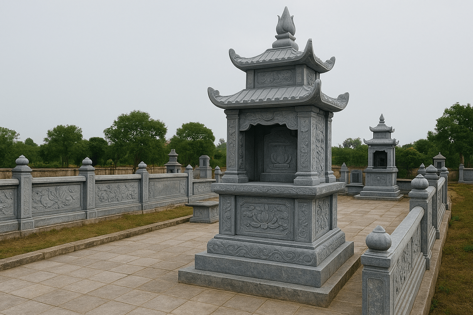 Mẫu mộ tháp đá cổ kính